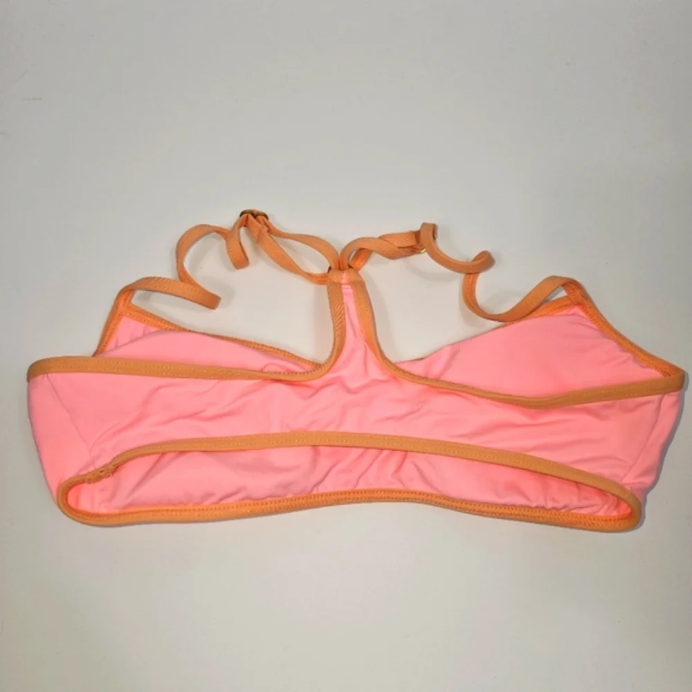 L*Space Pamela Bikini Top S Neon Pink Orange Racerback Bralette Swim NWOT